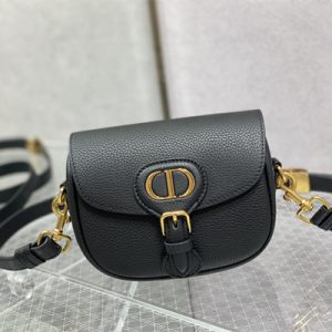CD Small Di.or Bobby Bag Grained Calfskin Black