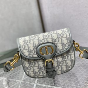CD Small Di.or Bobby Bag Grey Oblique Jacquard