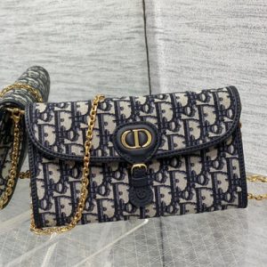 CD Bobby East-West Pouch With Chain Oblique Jacquard