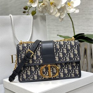 CD 30 Montaigne Chain Bag Blue Oblique Jacquard
