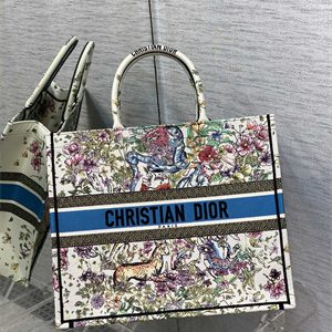 CD Large Book Tote D-Constellation Embroidery White Multicolor