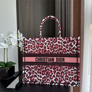 CD Large Book Tote Pink Multicolor Mizza Embroidery