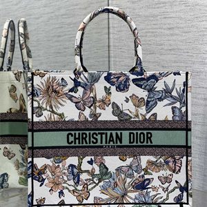 CD Large Book Tote Toile de Jouy Mexico Embroidery White Multicolor