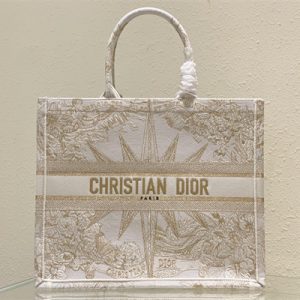 CD Large Book Tote R??ve d'Infini Embroidery White and Gold Tone