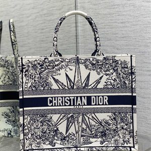 CD Large Book Tote R??ve d'Infini Embroidery White and Blue