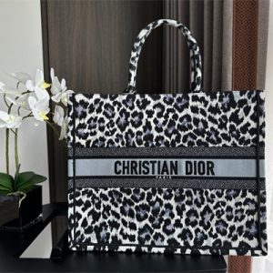 CD Large Book Tote Black Multicolor Mizza Embroidery