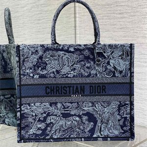CD Large Book Tote Toile de Jouy Embroidery Denim Blue