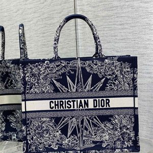 CD Large Book Tote R??ve d'Infini Embroidery Blue and White