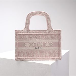 CD Mini Book Tote Pink Oblique Embroidery