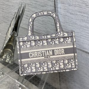 CD Mini Book Tote Grey Oblique Embroidery