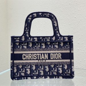 CD Mini Book Tote Blue Oblique Embroidery