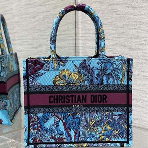 CD Small Book Tote Voyage Toile de Jouy Embroidery Blue Multicolor