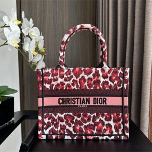 CD Small Book Tote Pink Multicolor Mizza Embroidery