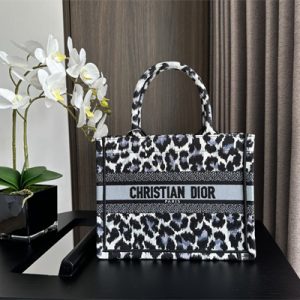 CD Small Book Tote Black Multicolor Mizza Embroidery