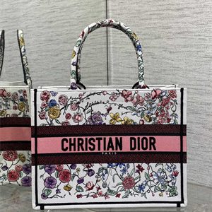 CD Medium Book Tote Florilegio Embroidery Pink Multicolor