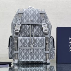 Large Di.or Hit The Road Backpack Gray CD Diamond Canvas