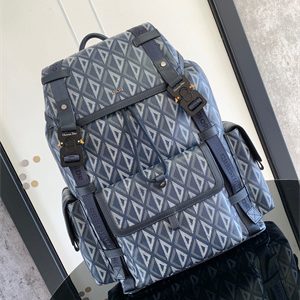 Large Di.or Hit The Road Backpack Navy Blue CD Diamond Canvas