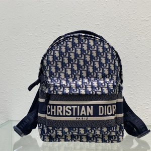 Di.or Small Travel Backpack Blue Oblique Jacquard