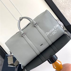 Di.or Lingot 50 Travel Bag Grey Grained Calfskin