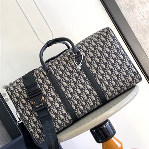 Di.or Lingot 50 Travel Bag Beige and Black Oblique Jacquard