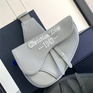 Di.or Saddle Bag Grey Grained Calfskin With Di.or Printing