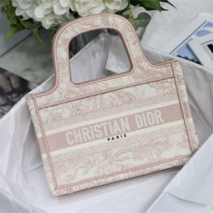 CD Mini Book Tote Toile de Jouy Embroidery Pink