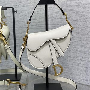 CD Mini Saddle Bag Grained Calfskin Latte Color