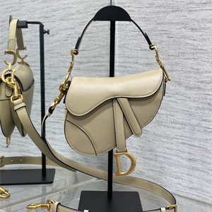 CD Mini Saddle Bag Grained Calfskin Sand Color