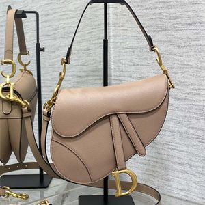 CD Saddle Bag Grained Calfskin Blush Color