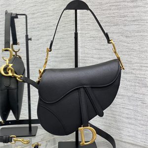 CD Saddle Bag Grained Calfskin Black Color