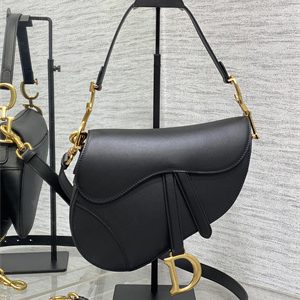 CD Saddle Bag Smooth Calfskin Black Color