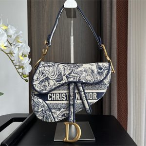 CD Saddle Bag Toile de Jouy Embroidery Blue Color