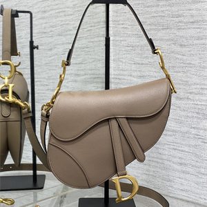 CD Saddle Bag Grained Calfskin Warm Taupe Color