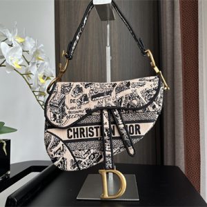 CD Saddle Bag Paris Map Embroidery Beige Color