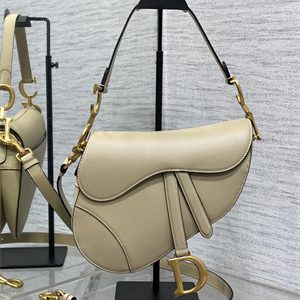 CD Saddle Bag Grained Calfskin Sand Color