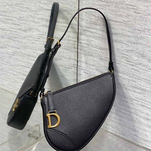 CD Saddle Shoulder Pouch Goatskin Black Color