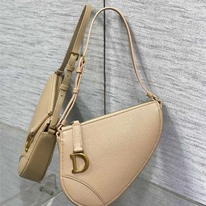 CD Saddle Shoulder Pouch Goatskin Biscuit Color 10002