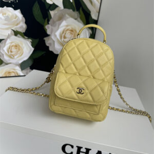 Cha.nel Mini Backpack Grained Calfskin Gold-Tone Metal Yellow AP3753