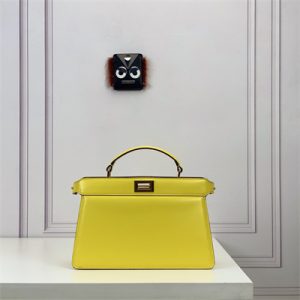 Fen.di Peekaboo ISeeU East-West Leather Bag Yellow Color