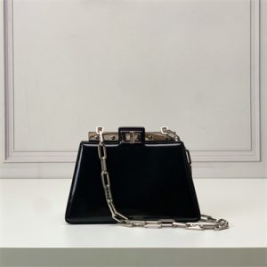 Fen.di Peekaboo Cut Petite Leather Bag Black Color
