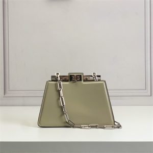 Fen.di Peekaboo Cut Petite Leather Bag Pale Green Color