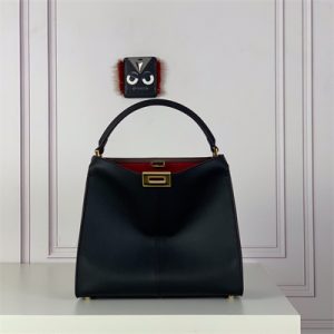 Fen.di Peekaboo X-Lite Medium Leather Bag Black Color