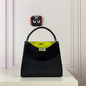 Fen.di Peekaboo X-Lite Medium Leather Bag Black Color