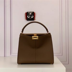 Fen.di Peekaboo X-Lite Medium Leather Bag Brown Color