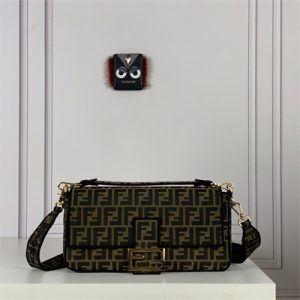 Fen.di BAGUETTE Large Bag Brown FF Jacquard Fabric