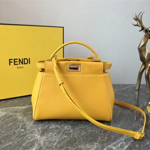Fen.di Peekaboo Mini Leather Bag Yellow Color