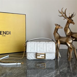 Fen.di BAGUETTE Mini Bag White Nappa Leather With FF Motif