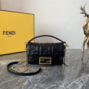 Fen.di BAGUETTE Mini Bag Black Nappa Leather With FF Motif
