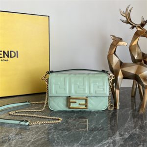 Fen.di BAGUETTE Mini Bag Green Nappa Leather With FF Motif