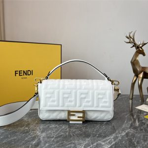 Fen.di BAGUETTE Bag White Nappa Leather With FF Motif